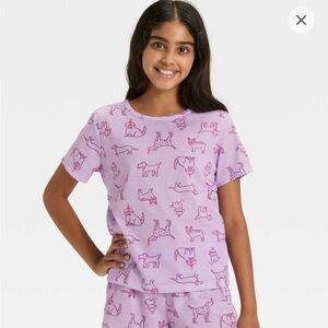 Kids Purple Pajama Set with Animal Print